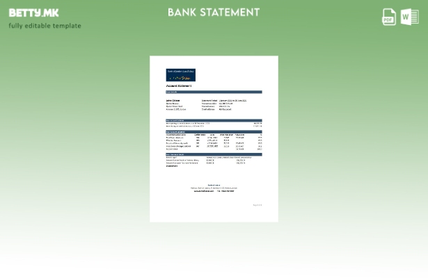 модерен стил, шаблон за ексел банкарски извод од Џордан Банката на Јордан